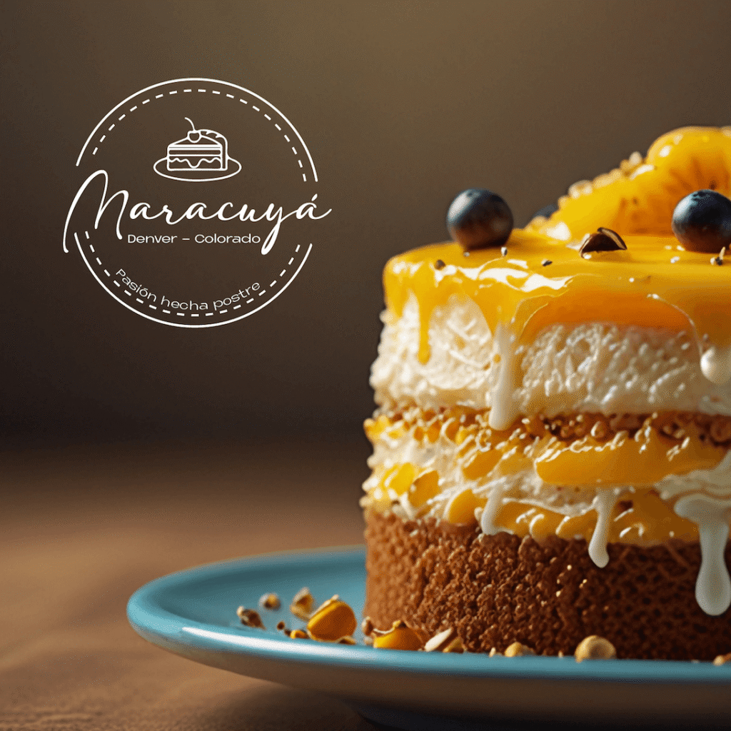 Maqueta Logo Maracuyá con pastel